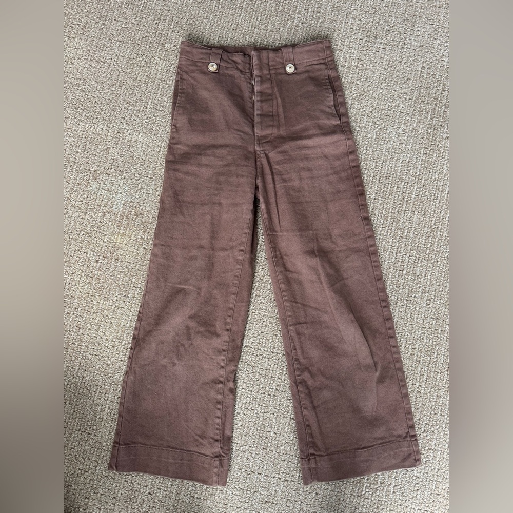 Brown Wide-Leg Cropped Pants - Small